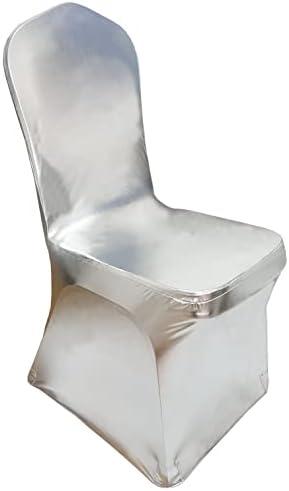 iEventStar Stretch Dining Chair Cover for Wedding Banquet Party Dining Room (Shiny Silver)