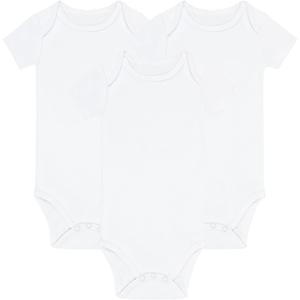GUISBY Short Sleeve Baby Bodysuit Cotton Pajamas for Infant Boys Girls 3-Packs (White)
