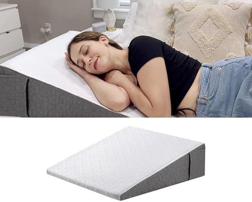 LOSKIA 7.5" Wedge Pillow for Acid Reflux Relief/Seniors, Wedge for Bed to Elevate Head, Acid Reflux Pillow, with Memory Foam Top Bed Wedge Pillow for Sleeping,Reading,Rest,Leg Elevation LOSKIA 7.5" Wedge Pillow for Acid Reflux Relief/Seniors, Wedge for Bed to Elevate Head, Acid Reflux Pillow, with Memory Foam Top Bed Wedge Pillow for Sleeping,Reading,Rest,Leg Elevation
