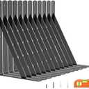 LuckIn 12 Inch Heavy Duty Shelf Bracket, Wall Shelf Brackets, 90 Degree Bracket, 250 LBS Max Load, Mounting Hardware Include, Black, 12-Pack