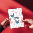 5 x Love You Valentines Day Cards (Blue Chicken)