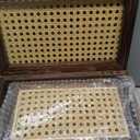 2PCS Rattan Storage Boxes Decorative Handmade Natural Wood Baskets with Lid Wooden Frame Boho Rustic Wicker Box Woven Cane Bins Shelf Closet Organizer Container (Walnut, 1 Large 1 Small)