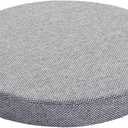 12" Anti Slip Round Stool Cushions with Straps, Thick Circle Chair Pad for Kitchen Dining Chairs, Detachable Round Chair Cushion Cover with Rubber Granule Bottom for Bistro Bar High Stool Light Grey
