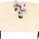 LIBERECOO Oval Fitted Vinyl Tablecloth - Cream Wood - 68" x 48" (Oval) - Waterproof, Elastic Edged for Secure Fit, Easy to Clean Plastic Table Cover