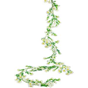 CISDUEO Artificial Daisy Flowers Vine Silk Wildflower Garland Spring Fake Flower Vine Hanging Ivy White Daisy Flowers Green Leaves for Wall Party Wedding Arch Floral Decor Home Indoor Outdoor Ceremony