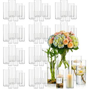 72pcs Big Glass Cylinder Vases for Centerpieces,Clear Flower Vases for Wedding Decorations and Indoor Home Decor, Hurricane Candle Holder for Table Shelf, Party (72Pack(6+6+8+8+10+10inch))