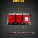 Partsam 2Pcs LED Triple Tail Lights 45 LEDs, Rectangle Vertical or Horizontal Mount LED Trailer Camper RV Tail Lights Stop Turn Tail Backup Reverse Lights Taillights w/Black Base - Red/Clear Lens