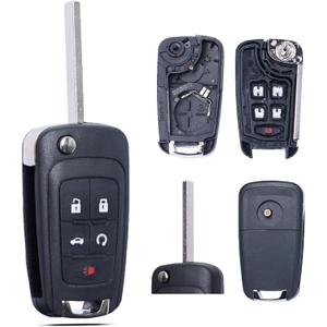 Key Fob Shell Case Replacement Fits for Chevy Cruze Malibu Equinox Sonic Impala GMC Terrain Buick Lacrosse 2011-2016 Keyless Remote Control 5 Button Flip Key Pad Cover OHT01060512