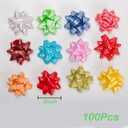DYSHIPEN 2 inch 100Pcs Small Star Bows for Gift Wrapping and Presents,Multiple coClour Christmas Bows,For Parties, Birthdays, Weddings or Other Holidays. (Style3)