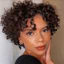 Short Curly Wigs for Black Women Human Hair Afro Natural Curly Wig Brazilian Virgin Pixie Cut Wig Human Hair With Bangs 150% Density None Lace Front Bob Wigs 1B Color (Big Curly) (1B curly)