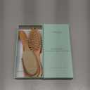 Natemia Wooden Baby Hair Brush & Comb Set - Natural Goat Hair Bristles & Soft Bristle Brush - Gentle Scalp Massage & Cradle Cap Comb - For Newborns & Toddlers, Baby Grooming Kit (3 PC Set, Oval)