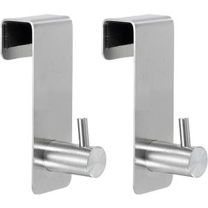 uxcell 2-in-1 Stainless Steel Extended Shower Hooks for Frameless Glass Door, Silver