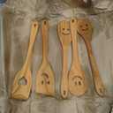 MFC 5-Piece Wooden Cooking Spoons - Kitchen Set from Natural Cherry Wood - Wooden Spoons for Cooking - Funny Utensil Set with Smiley Faces - Cooking Multipurpose Wood Utensils