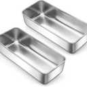 LIANYU 2 Pack Large Baking Loaf Pans Set, 12x5 Inch Stainless Steel Bread Pans, Metal Bakeware Set for Meatloaf, Sourdough Bread, Brownies, Healthy & Sturdy, Dishwasher & Oven Safe