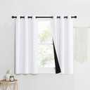 NICETOWN Pure White 100% Blackout Lined Curtains, 1 Pair, 37" Width x 40" Length Each Panel, 2 Thick Layers Narrow Wide Window Treatment Panels Thermal Insulated Drapes for Kitchen Small Window