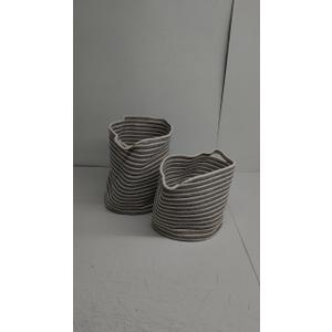 Cotton Fabric Handmade Decorative and Functional Storage Basket Basket Organizer with Handles, Set of 2