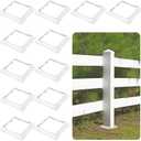 6 x 6 Inches Vinyl Post Sleeve Adjustable Vinyl Post Skirt White Base Porch Column Wraps for 3 to 6.5 Inch Wood Stair Rails(White,12 Pack)