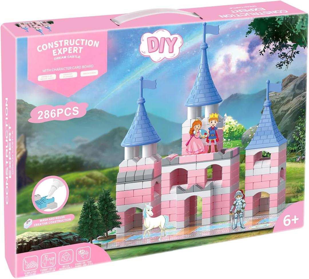 286 PCS Princess Castle Building Blocks Kit for Girls 6-12, Mini Brick DIY Craft Dream Castle Playset, STEM Creative Construction Building Toys, Fantasy Castle Set Gifts for Kids Age 6+