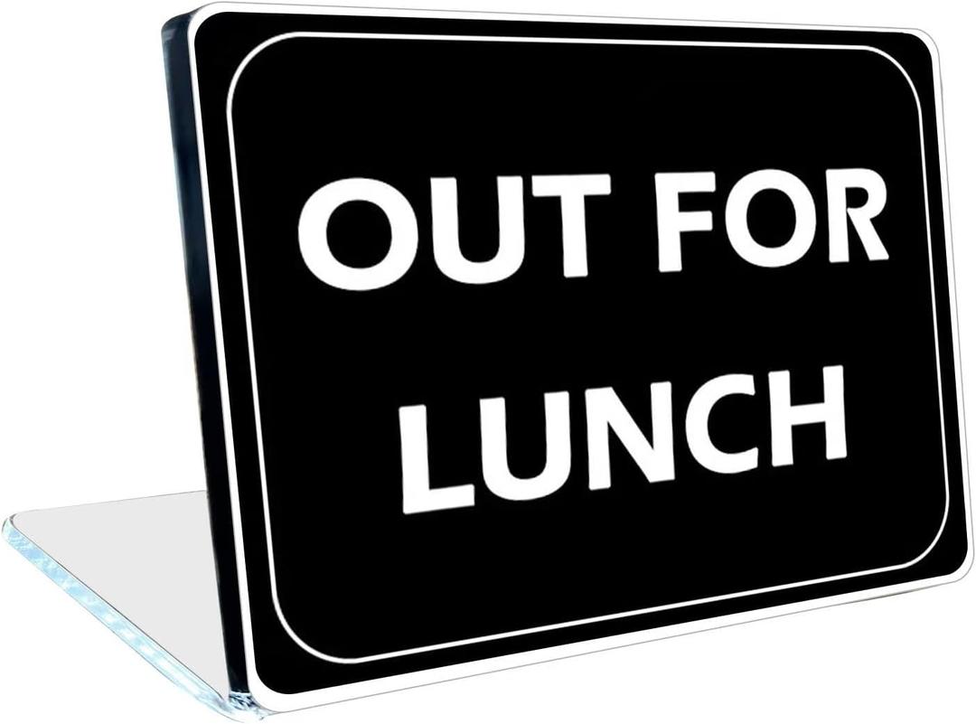 OUT FOR LUNCH Sign, Out to Lunch Sign for Desk, At Lunch, On Lunch, Lunch Break Small Sign for Office Desk Office Use, Will Be Right Back, Office Desk Accessories for Women & Men-8 X 6 inches