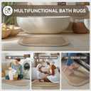 YDKGL Half Circle Bath Mat, Non Slip Bath Mat, Thin Bathroom Rugs Fit Under Door Quick Dry Absorbent Washable Bathroom Mat with Rubber Backing, Brown Beige 16x24