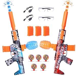 2 Pack Splatter Blasters, Full Auto Splat Blaster Toy Kits, 50000+, 10 Rs Per Seconds, 600 Hopper, Outdoor Team Game Activities Toy, 2 Rechargeable Batteries, Age 12+ Year Up