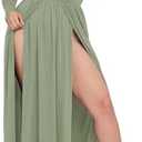 SILUI Women's 2025 Fall Western Dress Sexy Double High Slit Deep V Neck Plus Size Long Sleeve Maxi Club Party Dresses L