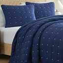 Quilts King Size - Bedspread for King Size - Lightweight Comforter Set - Quilt Bedding Set for All-Seasons - Ultra Soft, Breathable & Comfy - Summer Coverlet with 2 Pillow Shams - 106" x 96", Navy