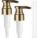 Amolliar Bottle Dispenser Pump, Replacement Soap Dispenser Pump Top with 28/ 410 Neck Size, for 16 Oz Body Wash, Shampoo, Conditioner, Lotion, Hand Sanitizer, Hand Soap (2 Pack, Gold)