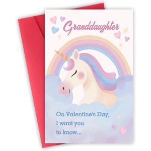 3 x Valentine's Day Cards Gifts for Granddaughter, Cute Valentines Day Card Gift from Grandma Grandpa. (V2518)