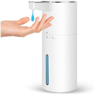 Automatic Soap Dispenser Liquid Touchless: 13.52oz/400ml Wall Mounted USB Rechargeable - 4-Level Adjustable Modern Electric Hand Soap Dispenser - Kitchen Bathroom Kids Family White