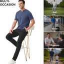 FAIABLE Men's Golf Pants 30"/32" Quick Dry Lightweight Classic Fit Casual Suit Stretch Dress Pants with 6 Pockets for Work (40W x 30L, Black)