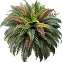 48" Designer-Grade Artificial Boston Fern Bush - 90 Ultra-Realistic Stems with Silk Autumn Foliage, Non-Toxic Indoor Faux Plant for Luxury Apartments & Low Light Offices