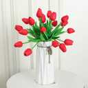 Kisflower 30Pcs Latex Tulips Real Touch Red Artificial Flowers Fake Tulips Arrangement Bouquet for Home Office Wedding Decor (Red)