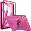 Soke Case for iPad Air 11-inch M4/M3/M2 (2026/2025/2024), iPad Air 5th/4th Generation 10.9 (2022/2020), with Built-in Screen Protector and Kickstand, Rugged Full Body Protective Cover - Hot Pink