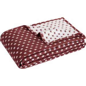 Sterling Creek Dawson Star Muslin Cotton Blanket Three Layers Lightweight Breathable Gauzy Blanket for Adults, All Season (King, Red)
