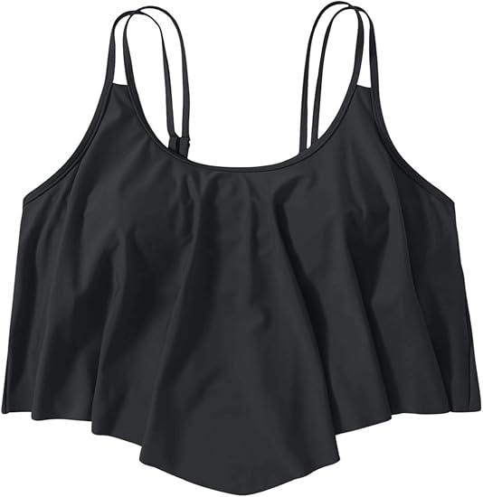 Women's Plus Size Ruffle Hem Bikini Top Spaghetti Strap Asymmetrical Swimsuit Tops 3XL