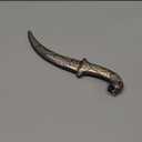 Purpledip Decorative Mini-Sword for Ceremonial Or Ornamental Use: Tiger Hilt, Damascus Steel Blade, Silver Wire Koftgiri Craft Scabbard, 12 inches (A20001)