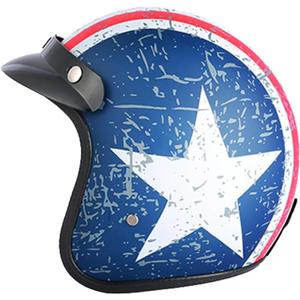 GJH 3/ 4 Open Face Motorcycle Helmet Vintage Retro Style with Visor Men & Women Bobber Scooter ATV Cruiser DOT Approved Bold Star-Spangled Design-181-XL