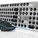 EWEADN TK950 Typewriter Mechanical Keyboard and Mouse, 104 Keys Aesthetic Typewriter Keyboard Mouse Combo with White Backlit, Anti-Ghosting, Black Switch Bluetooth/2.4GHz/Wired Cute Keyboards-Black