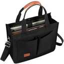 Voova Large Canvas Tote Bag for Women, Womens Laptop Work Bags Crossbody Purse Handbag Shoulder Travel Messenger Totes, Black