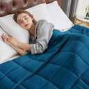 CYMULA Weighted Blanket for Adults (15lbs 60"x80" Queen Size) - Cooling Breathable Heavy Blankets for Summer Winter - Ultra Microfiber Soft Comfort Throw with Glass Beads - Gifts for Men/Women (Navy)