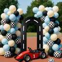 Zhanmai Racing Party Backdrop Decor Open U Shaped Race Track Arch Backdrop Stand with Weighted Water Bag Racetrack Pre-Cut Foam Board Set for Race Car Road Go Kart Birthday Games Party(5 ft)