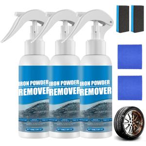 Car Rust Remover Spray,Heavy Duty Iron Powder Remover, Car Rust Removal Spray for Metal, Fast Acting, Ideal for Wheels, Bolts & Metal Surfaces,Auto Rust Cleaner(3PCS)
