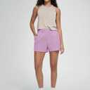 ODODOS Women's Sweat Shorts Cotton French Terry Curved Hem Workout Casual Relaxed Lounge Shorts with Pockets, Lilac, Large (Purple, L)