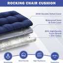 IPYNBAP Rocking Chair Cushion, Waterproof and Fade-Resistant Patio Chair Cushions, Tufted Chair Pads for Rocker Furniture, 17x17 Inch, Indoor/Outdoor Seat Cushions with Ties, Navy Blue