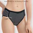 Women Cotton Cheeky Underwear - French High Cut Striped Panties (S)
