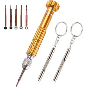 3 x Eyeglass Glasses Screwdriver, Mini Eyeglass Glasses Repair Kit, Multifunctional Small Screwdriver for Laptop, Watch(Yellow)