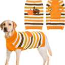 Thanksgiving Dog Sweater Pet Pumpkin Turkey Clothes Costume Cat Stripe Turtleneck Knitwear Shirt Pullover Dog Puppy Thanksgiving Clothes for Small Medium Large Dogs Cats 4XL