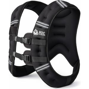 Roc Outdoors Weighted Vest W/ Rub-Free Technology for Woman and Men, Weight Vest with Reflective Stripe for Workout, Strength Training, Running, Walking, Fitness, Weight Training, Weight Loss, Weightlifting (Black, 30lb)