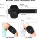3 Pockets Running Phone Armband Holder for iPhone 16 15 14 Pro Max 13 Plus 12 11 XS XR X 8 7 Galaxy S23 Pouch Key Card Bag, Water Resistant Cell Phone Sport Arm Bands for Exercise Walking Workout Gym